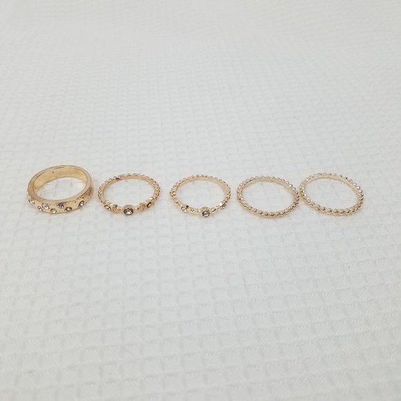 Rose GOLD Stacking Crystal Ring Boho Set - Picture 8 of 8